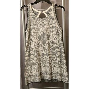 Curio‎ New York Dress Women Small Abstract Gray White Tank Mini Sleeveless